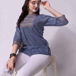 Embroidered Tunic with 3/4th Sleeves-image-103