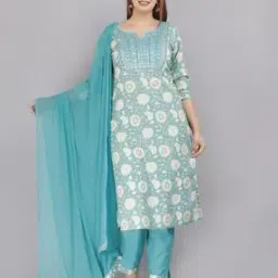 jc4u Floral Print Straight Kurta Set-picture-17