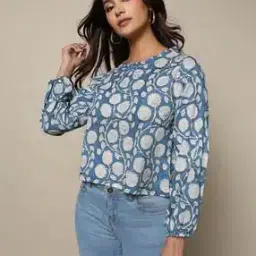 Handblock Print Cotton Straight Top-image-70