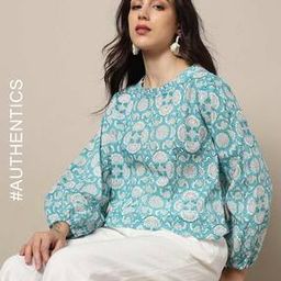 Handblock Print Cotton Straight Top-image-44