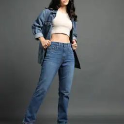 Women 724 Lightly Washed High-Rise Slim Straight Fit Blue Jeans-image-24