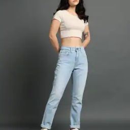 Women 724 Lightly Washed High-Rise Slim Straight Fit Blue Jeans-image-5