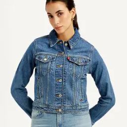 Women Washed Regular Fit Denim Jacket with Flap Pockets-picture-15