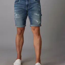 Men Slim Fit Denim Shorts with Insert Pockets-image-6
