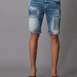 Men Slim Fit Denim Shorts with Insert Pockets-image-99