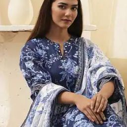Women Floral Print A-Line Kurta & Palazzos with Dupatta-image-1