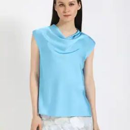 Women Slim Fit Cowl-Neck Blouse Top-image-5
