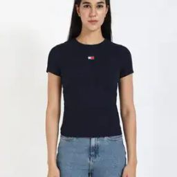 Women Essential Ribbed Slim Fit Crew-Neck T-Shirt-image-18
