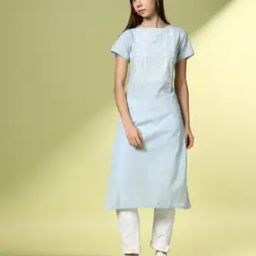 Women Straight Kurta with Embroidered Yoke-52