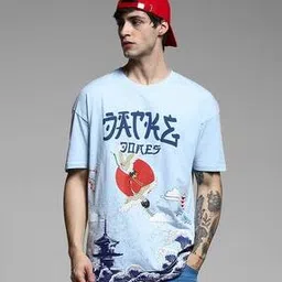 jack & jones Men Graphic Print Oversized Cotton Crew-Neck T-Shirt-picture-41
