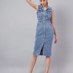 Women Shirt Dress with Front Slit-image-11