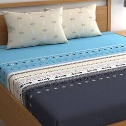 210 TC Geometric Print King Size Bedsheet with Pillow Covers-image-0