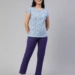 Women Leopard Print T-Shirt & Pyjamas Set-image-42