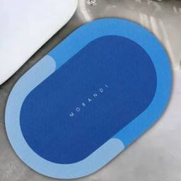 Colourblock Oval Door Mat Blue 23" x 15"-27