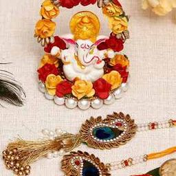 Ganesha Rakhis with Idol & Roli-Chawal Set-36