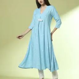 Women Floral Print V-Neck A-Line Kurta-image-93