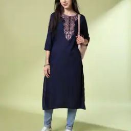 Women Embroidered Straight Kurta-image-45