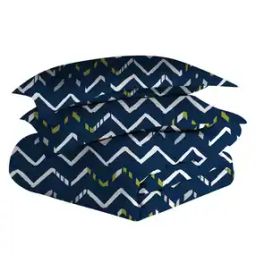 Divine Casa Micro Polyester Reversible Double Bed Queen Size Floral Printed Duvet Cover, Dark Blue and White-24