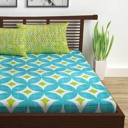 120 TC Moroccan Pattern Double Size Bedsheet with 2 Pillow Covers-image-117