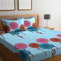 Floral Print King Size Bedsheet with Pillow Covers-image-59