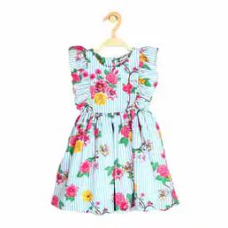 Striped Fit & Flare Dress with Tie-Up-image-48