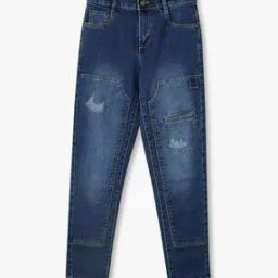 Boys Mid-Wash Distressed High-Rise Slim Fit Jeans-picture-28