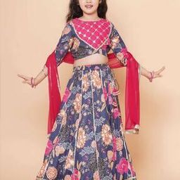 bitiya by bhama Girls Floral Print Lehenga Choli with Dupatta-picture-44