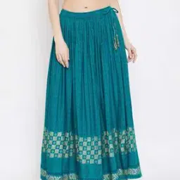 Geometric Print Flared Skirt-picture-12