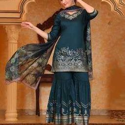 aurelia Women Embroidered Top & Sharara Set-picture-5