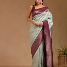 Women Floral Woven Saree with Contrast Border-picture-19