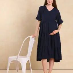 Women V-Neck Tiered Dress-image-60