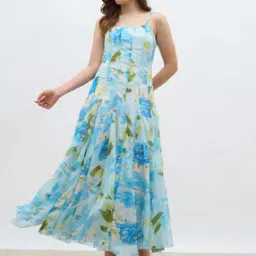 styli Women Square Neck Floral A-Line Dress-picture-0