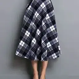 zelzis Women Pure Cotton Checks Flared Skirt-picture-2