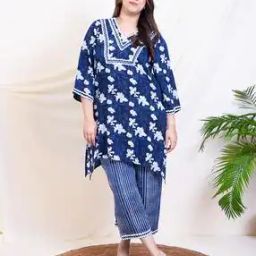 Women Floral Plus Size Kurta Palazzos Suit Set-picture-13