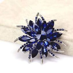 Crystal-Studded Floral Shaped Brooch-47