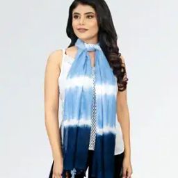 Women Tie & Dye Print Scarf with Tassels-image-98