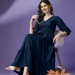 Women V-Neck Tiered Dress-image-53