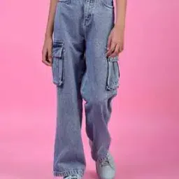 Girls Heavy Washed Baggy Jeans-image-47