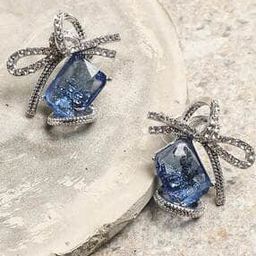 Silver-Plated Stone-Studded Stud Earrings-2