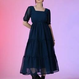 Women Square-Neck Tiered Dress-picture-15