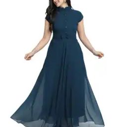 Women Gown Dress with Bow Accent-image-41