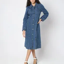 vero moda Women Washed Denim Shirt Dress-picture-47