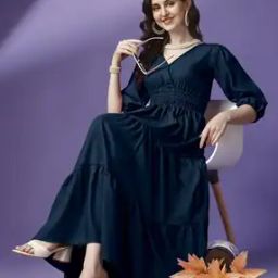 Women V-Neck Maxi Tiered Dress-image-88