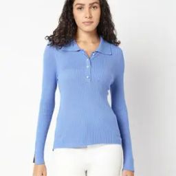 Women Ribbed Regular Fit Pullover-picture-12