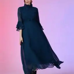 Women Gown Dress with Bow Accent-image-87