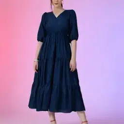 Women V-Neck Fit & Flare Dress-picture-16