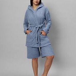 Women Hooded Bathrobe with Shorts Set-image-39