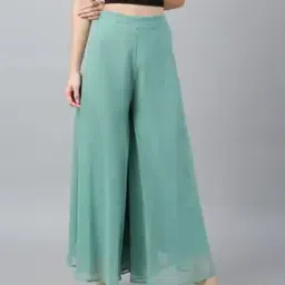 Flared Palazzos with Elasticated Waist-image-59