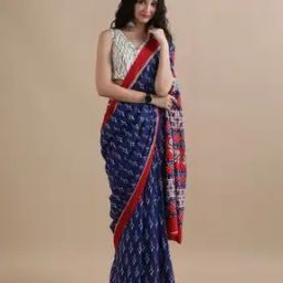 Women Ikat Woven Pure Cotton Saree-image-2