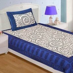 Novelty Cotton Jaipuri Single bedsheet With 1 Pillow Cover-image-81